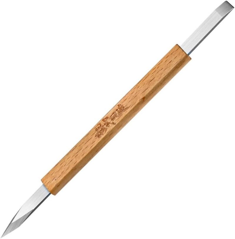 ANSAI Precision Double-Edge Stainless Steel Broach, Wood Handle, Modeling and Panel Line Chisel - Image 1